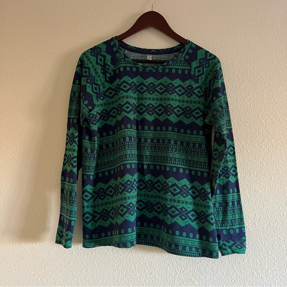 SO Intimates Navy Blue and Green Cozy Fleece Like Pajama Set Joggers Size Med - Picture 2 of 10